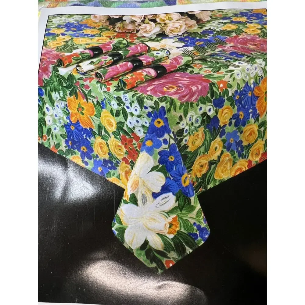 Vtg Tablecloth MONET Easy Care 58” X 108” Foreston Trend NIP